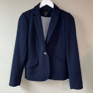 Willi Smith Navy Blue Gingham‎ Lined Blazer Size XS